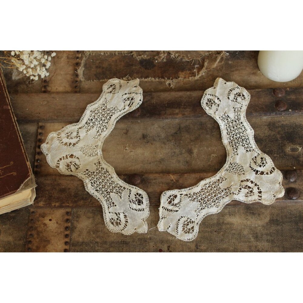 Vintage Antique 1900s Lace Collar, Ivory Detachable Blouse  or Dress Yoke